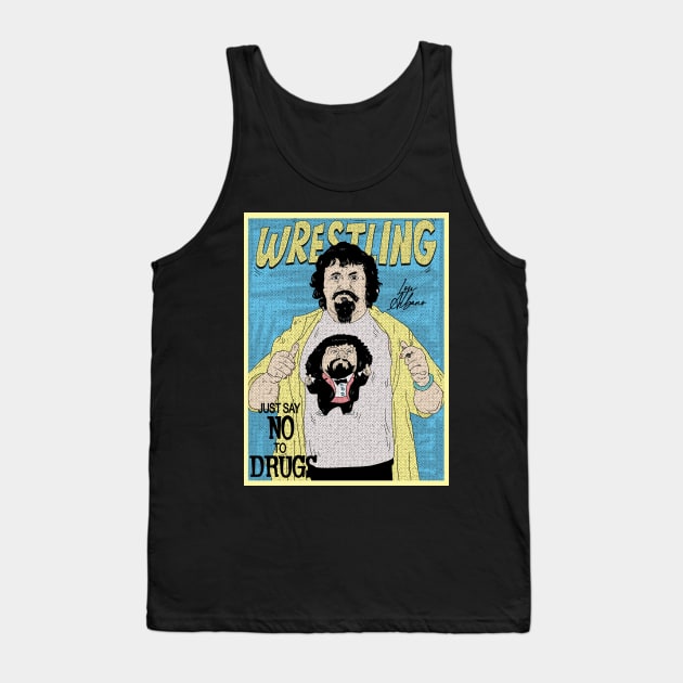 Lou Albino Aesthetic Wrestling // Just Say No To Drugs Tank Top by Pinjem Seratus